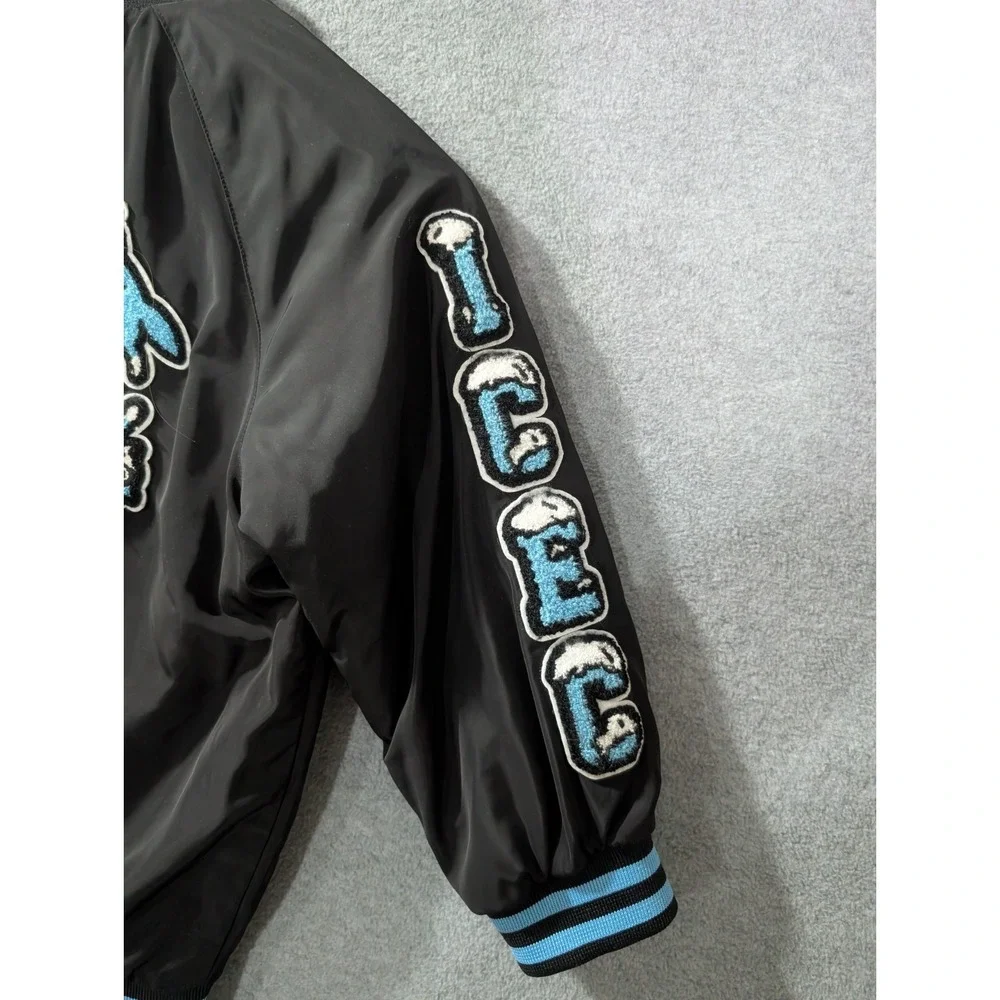 Ice Cream Kids Varsity Bomber Jacket Youth 7/8 Black Blue Patches‎ 2023